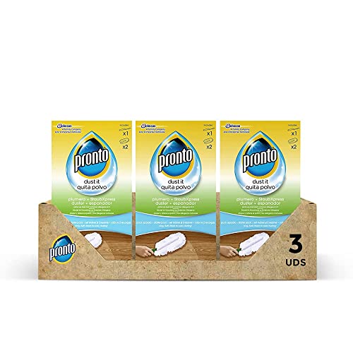 Pronto Plumero Atrapa Polvo, Pack De 3 [3 Aparatos + 6 Recambios], color Incoloro, Estandar, 700 g - Pack de 3