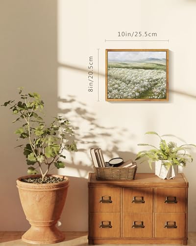 Shenify K005-8X10IN Vintage Landscape Framed Canvas Wall Art Countryside Flower Field Classic Paintings Farmhouse Kitchen Office Decor thumb #4