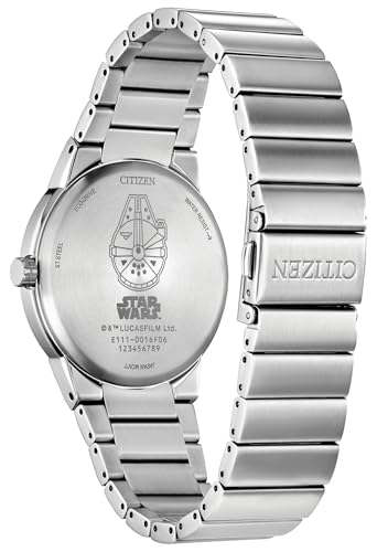 Image of Citizen Men's Eco-Drive Star Wars, Millennium Falcon Black Dial, 3 Hand Silver-Tone Stainless Steel Bracelete Watch (BM7581-59W)