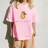 BeWithYou Oversized Cute Duck Shirts for Teens Girls Kawaii Cartoon Graphic Tees Funny Letter Print T-Shirts Casual Tops(Sakura Pink, S)