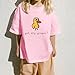BeWithYou Oversized Cute Duck Shirts for Teens Girls Kawaii Cartoon Graphic Tees Funny Letter Print T-Shirts Casual Tops(Sakura Pink, S)