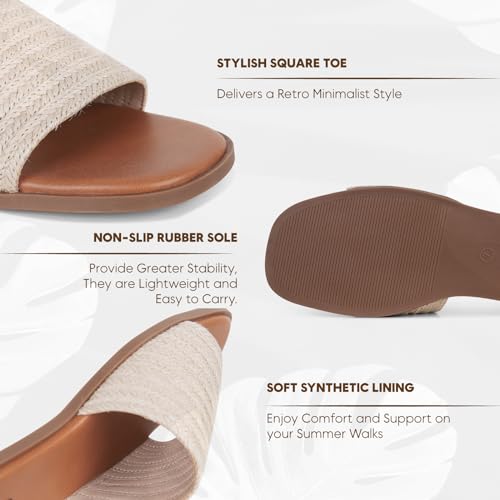 Tscoyuki Slides Sandals for Women Basic Slip On Flat Sandals Open Toe Comfort Beach Sandals Slippers for Casual Dressy Summer3