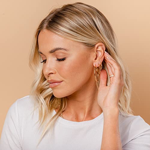 PAVOI 14K Gold Plated Hoop Earrings for Women - 2mm Thick Infinity Hoops - Lightweight Loop Earrings Set4