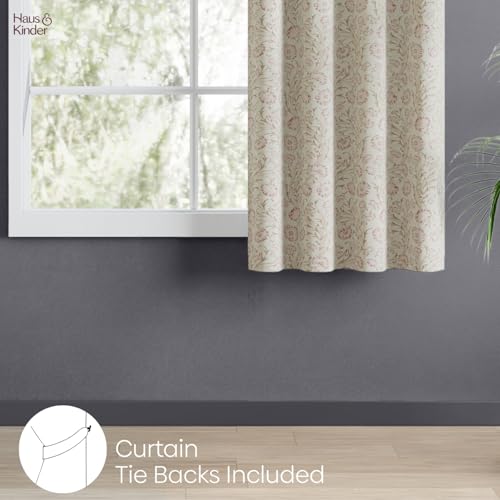 Image of haus & kinder Digital Printed Cotton Window Curtain 5 Feet Long Pack of 1 Window Curtain, 5 Feet Curtain for Window (Blush Garden, Light Pink 130x152 CM)