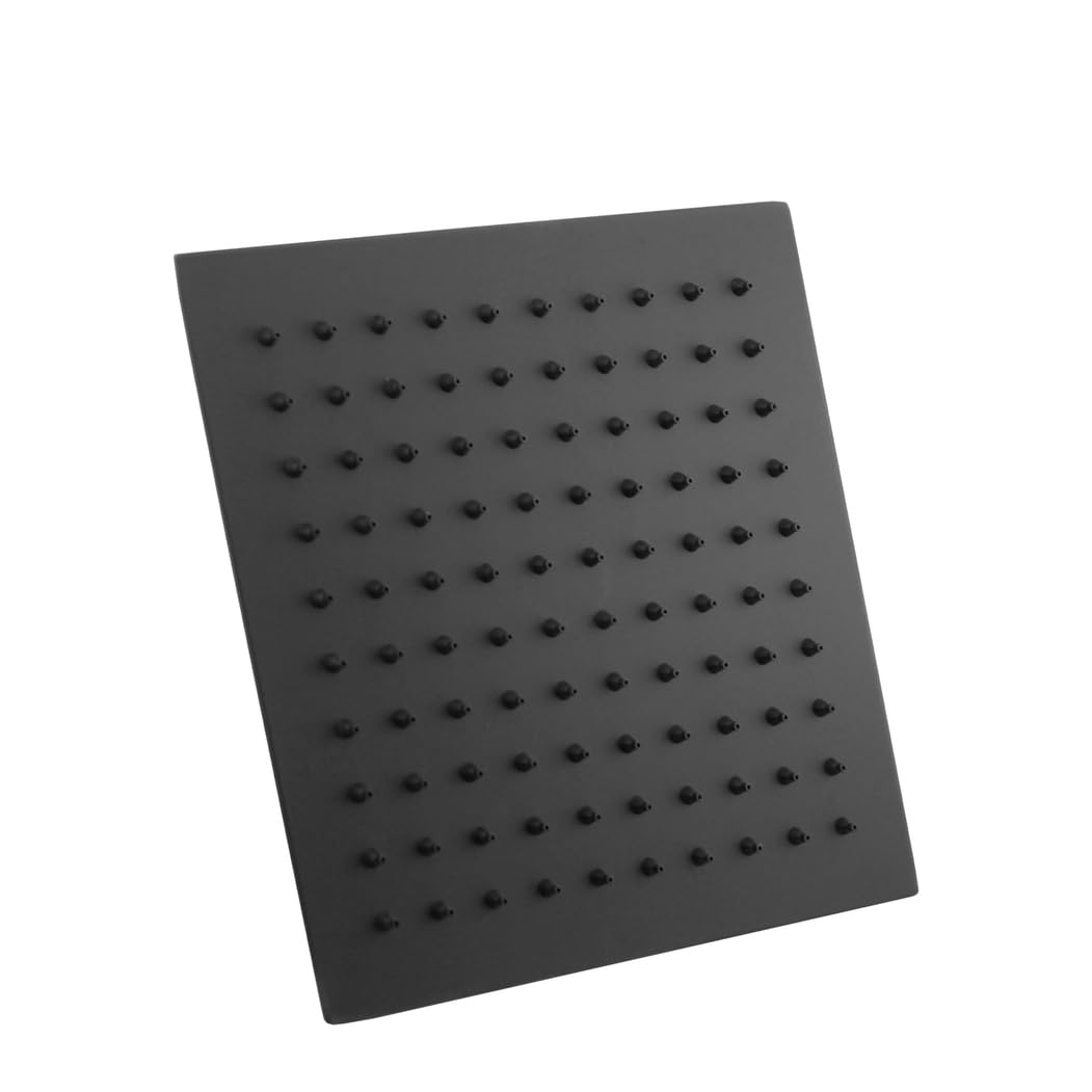 Alcachofa/Rociador de Ducha de Techo Cuadrado 25x25 cm Negro | Acero Inoxidable | Efecto Lluvia | Conexión G 1/2” | Gran Cobertura