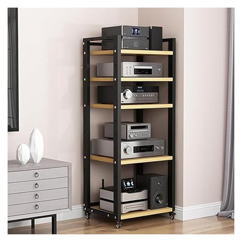 Equipo Hifi Soporte Estante De Almacenamiento De Componentes De Audio De Múltiples Capas, Soporte De Medios De 5 Niveles Con Ruedas, Soporte For Reproductor De Medios AV Con Estantes Ajustables, Sopor