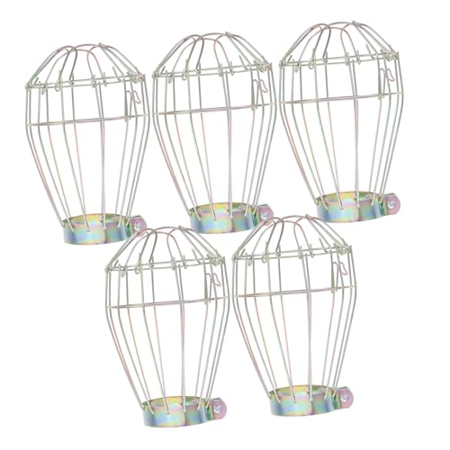 Cabilock Protector Redondo de Pantalla de Lámpara Industrial 5 Piezas Metal Galvanizado Resistente Cubre Bombillas Vintage para Bar Restaurante Techo Hogar