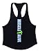 Muscle Alive Mens Bodybuilding Stringer Tank Tops Cotton Racerback Arch Hem Black Color Size M