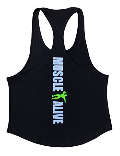 Muscle Alive Mens Bodybuilding Stringer Tank Tops Cotton Racerback Arch Hem2
