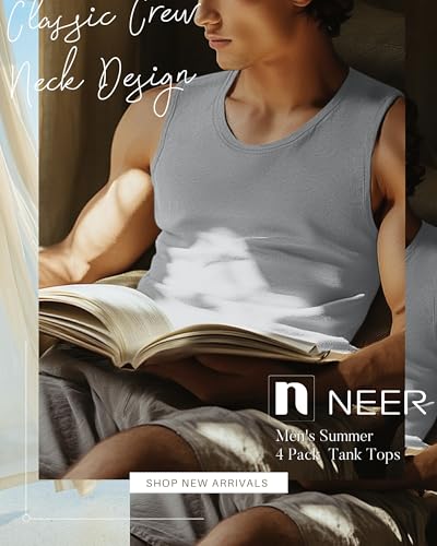 Neer 4 Pack Men's Big & Tall Tank Tops, Sleeveless Cotton Crew Neck T Shirts Casual Classic Shirts Muscle Quick Dry Tees3