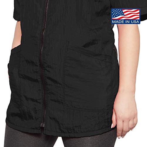 Mesh Back Salon Jacket Black 2 pockets zipper (large, Black)3