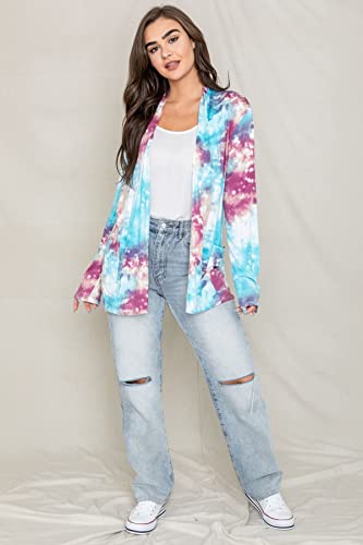 Image of Eloges Women's Multi Stripe Soft Knit Open Cardigan with Suede Elbow Patch