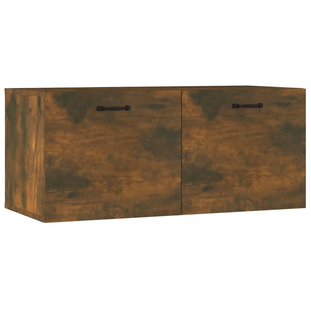 Armoire murale chêne fumé 80cm | Meuble bas suspendu salon