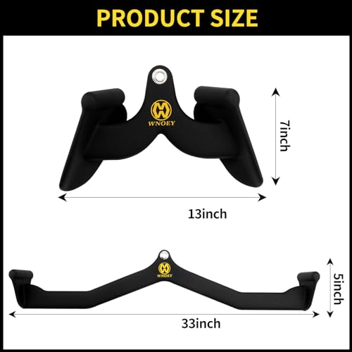 WNOEY LAT Pull Down Bar, LAT Pulldown Attachments T-bar V-bar,Pull Down Bar with Ergonomic Handle, Tricep Bar Back Strength Training Handle, Grips Cable Back Attachments for Home Gym (33Inch+13Inch) by WNOEY - Image 2