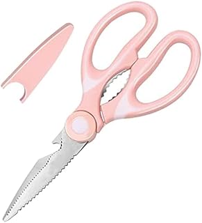 Jasni Kitchen Scissors, Heavy Duty Scissors, Stainless Steel Kitchen Shears, Multipurpose Ultra Sharp Utility Left Handed Scissors for Poultry, Fish, Vegetables, Herbs, BBQ, Flowers, Nuts (Pink)