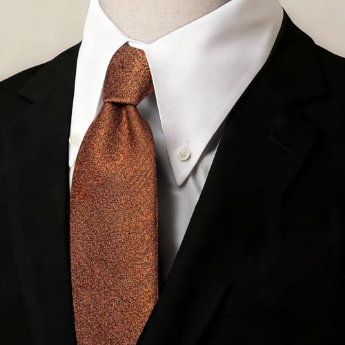 Image of Barry.Wang Skinny Ties for Men Cashmere Wool Blend Necktie with Tie Clip | Tie and Tie Clip Set, Cashmere Wool Blend, Textured Woven Stripe, 2.76 x 63 Inches, Extra Long Slim, Wedding Work Winter