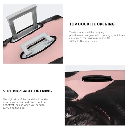 Travel Luggage Cover Suitcase Protector Elastic Washable Cute Black Pug Suitcase Cover Anti-scratch Spandex Baggage Covers Fits 18-32 Inch Luggage4