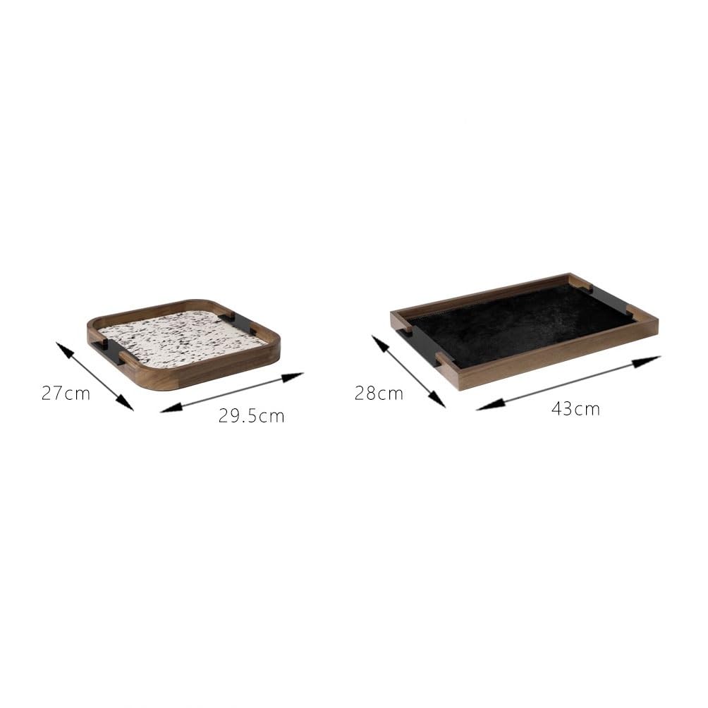 Bandejas Servir Comida Bandeja de aromaterapia nogal, moderna y ligera, lujo, for el hogar, dormitorio, pelo vaca, bandeja almacenamiento joyas, cafetería, té, restaurante, servicio Mesa Cama | A