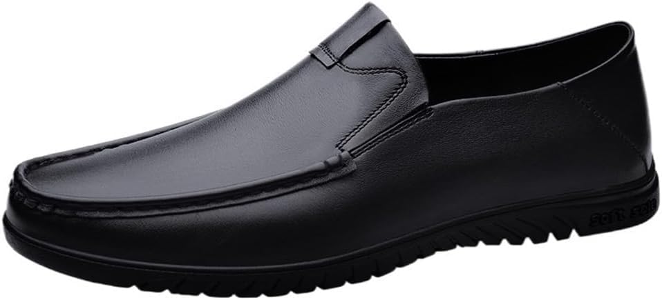 Men’s Genuine Leather Dress Shoes Slip-On Orthopedic Pointed Toe Formal Wedding Prom Anti-Slip Comfort