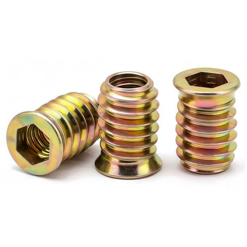 Drenky ‌M8 Insert Fileté Bois‌, écrous à Visser ‌M8 X 15mm ‌Manchons à Visser‌ Galvanisés écrou Hexagonal Fileté‌ pour Meubles en Bois, 20 Pièces