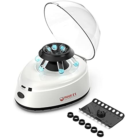 FOUR E'S SCIENTIFIC Mini Centrifuge 5400rpm, 2000 x g RCF with 2 Interchangeable Rotors for 0.2/0.5/1.5/2mL Tube Capacity - NOT for Blood Samples Cover