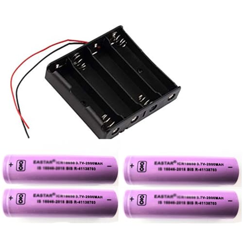 Image of 4 x 2000mAh Rechargeable Cells with 4-Slot Battery Holder | 3.7V-14.8V DIY Power Pack for Robotics, Toys, LED Lights, Power Banks, Fans & Electronics Projects