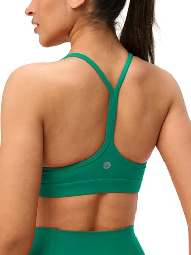 Image of Womens Y Back Padded Sports Bra Strappy U Neck Butter Soft Low Impact Workout Bras Yoga Pilates Walking