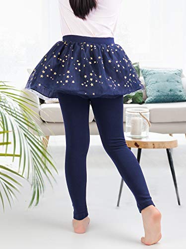 Auranso Girls Footless Leggings Pants With Lace Ruffle Tutu Skirt Star Navy 6-7 Years #TOP3