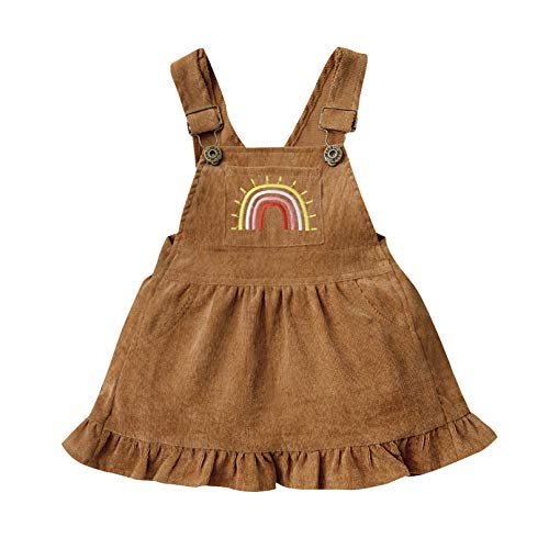 Image of Vohawsa Toddler Baby Girl Velvet Backless Ruffle Strap Overalls Skirt Solid Suspender Tutu Dress Fall Spring Summer Clothes