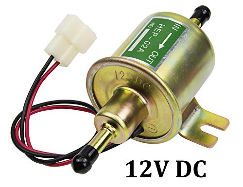 Universal 12V Low Pressure Heavy Duty Gas Diesel Inline Electric Fuel Pump HEP-02A (3-8 PSI) for Motorcycle Carburetor Lawn Mower