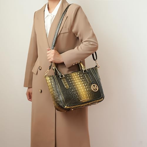 Image of MKF Collection Satchel Bag for Women's Crocodile Embossed Vegan leather Crossbody Tote Handbag Top-Handle Purse by Mia K