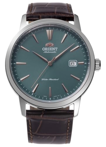 Orient Bambino RA-AC0F13E30B - Reloj automático para hombre, exclusivo europeo, cristal de zafiro, caja de acero inoxidable, correa de piel, 41,6 mm, fondo de caja de exposición