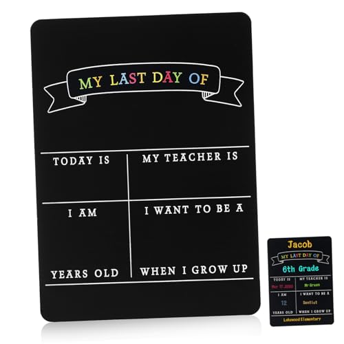DOITOOL First Day of School Chalkboard Reversible Day Sign Board for Graduation Back to School Decor Double Sided Memory Board for Lasting Memories