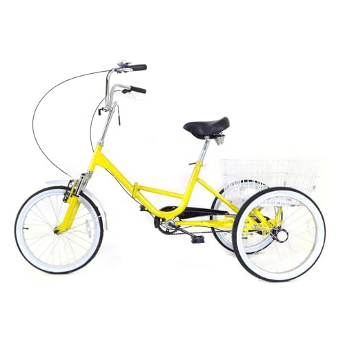 Triciclo de 20 pulgadas para adultos, triciclo de 3 ruedas, 1 marchas, bicicleta triciclo con cesta, bicicleta de carga para compras para adultos, bicicleta de triciclo de ciudad para paseos y