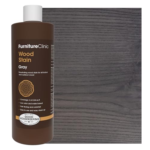 Image of Furniture Clinic Wood Stain | Grey | Water Based | Fast Drying, Low Odor, & Non-Toxic | for Indoor & Outdoor Furniture and More | Multiple Finishes | (17oz / 500ml)
