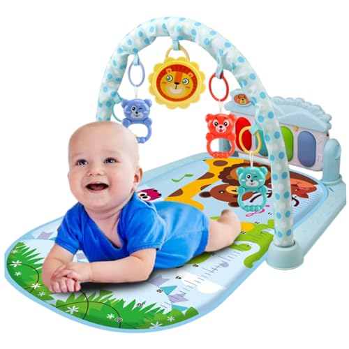 Tapis de jeu pour bébé kick and play avec lumière et hochet d'éveil sensoriel