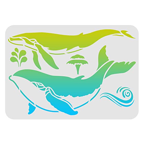FINGERINSPIRE Blue Whale Wall Stencil