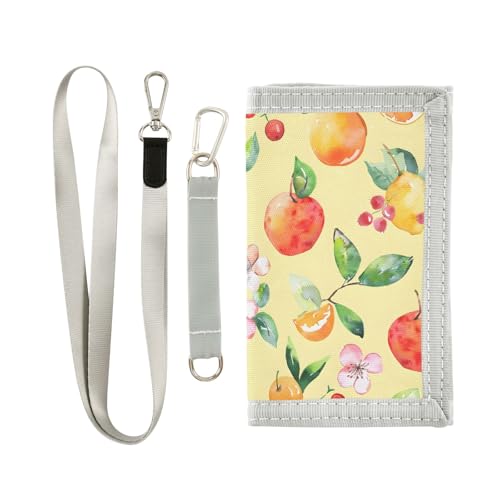 ALAZA Kids Wallets for Boys Girls Toddler Trifold Wallet Children Small Fruits Flowers Yellow with Zipper Coin Pocket