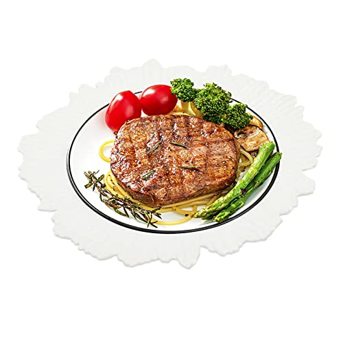 Dfmyhked 24 Pcs 13” Charger Plates, Round Reef Chargers for Dinner Plates, Bulk Plastic Wedding Chargers for Banquets, Restaurants – Stackable, Lightweight (White)