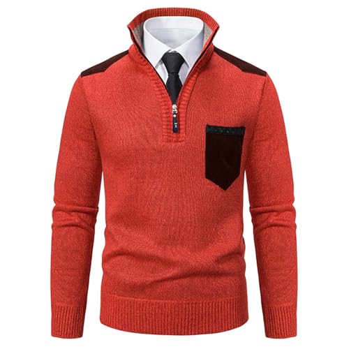 Men's Long Sleeve Quarter Zip Sweater Slim Fit Casual Business Pullover Warm Winter Turtleneck Top with Front Pocket2