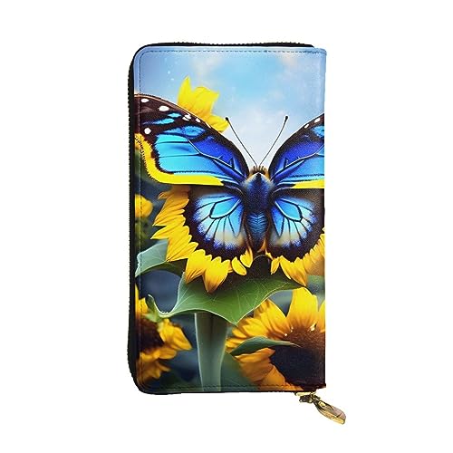 Portefeuille long en cuir avec motif tournesol, une idée cadeau femme idéale