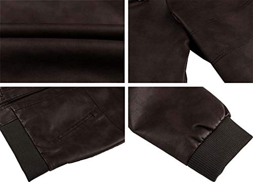 Image of CRYSULLY Men's Leather Jacket-Fall Winter Vintage Motorcycle Biker Jacket with Removable Hood