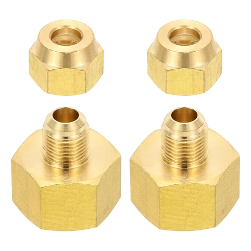 PATIKIL 3/4" Female Flare x 3/8" Male Flare Connectors, 2Pcs SAE 45 Degree Flare Brass Adapter Flare Pipe Fitting with Flare Nut for Air Gas Line Refrigeration HVAC