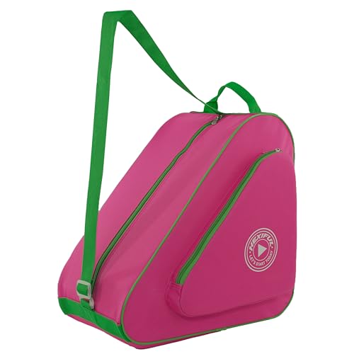 HEXIFUL Skate Bag to Carry Ice Skates, Inline Skates, Roller Skates and Quad Skates for Both Kids and Adults (Rose/Green 011), HXFSKB000