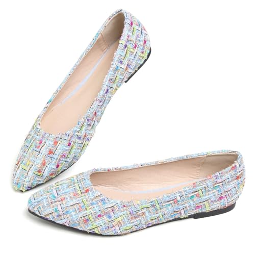 Image of Dear Time Women's Flats Pointed Toe Comfortable Dressy Multicolored Slip On Loafer Flats for Work