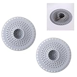 Teouuas 2 Stück Abflusssieb Silikon, Haarsieb Dusche, Abfluss Haarfänger, Universal Spülbecken Sieb, Abfluss Sieb Sink Strainer, Waschbecken Abflussabdeckung für Badezimmer Badewanne und Küche, Grau