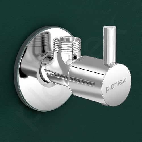 Image of Plantex Single Lever Angle Cocke for Bathroom with Brass Spindle /Angle Valve with Wall Flange and Teflon Tape /Stop Cock for Wash Basin /Kitchen- Pack of 8 (Chrome)