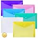 JUSLIN 36PCS Waterproof Transparent Poly Envelope with Snap Button Closure, Project Envelope Folder, A4 Letter Size, 6 Assorted Colors