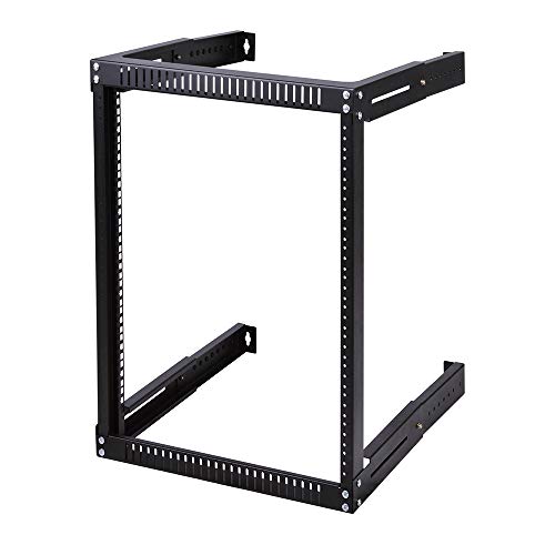 Kenuco 18U Adjustable Depth Wall Mount Open Frame Steel Network Equipment Rack 17.75 Inch Deep