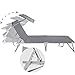 TecTake Beautiful Outdoor Folding Garden Sun Lounger with Sunshade Recliner Chair (2x Grey)